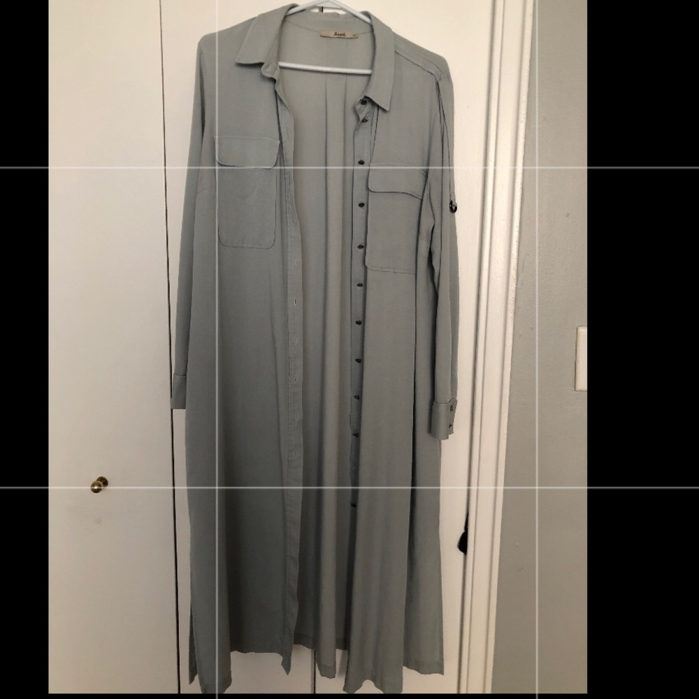 Blue-ish Grey Modest Button-Up Shirt